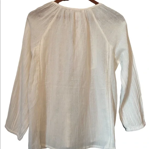 House of Harlow Cream Peasant Style Embroidered Top - Picture 5 of 11